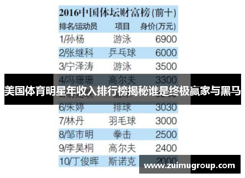 美国体育明星年收入排行榜揭秘谁是终极赢家与黑马